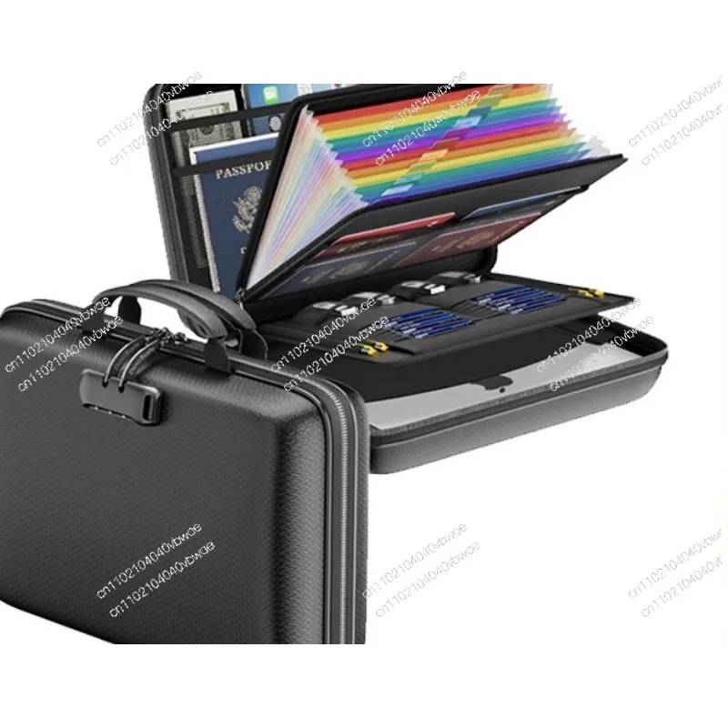 Hard Shell Organ Bag Portable File Bag A4 File Organizer Multi-layer Portable Password Lock Safe