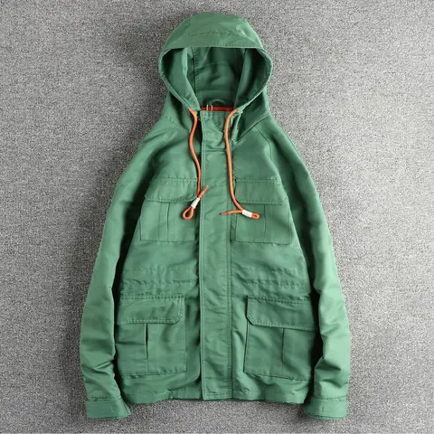 남성 디자인 후드 사냥 트렌치 코트 재킷, 야외 작업 재킷