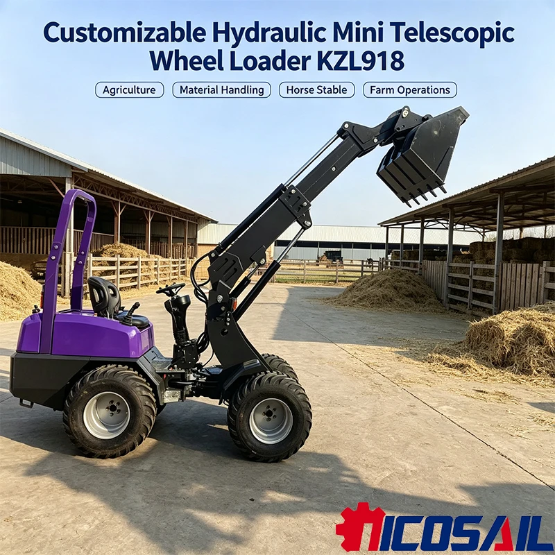 Customizable Hydraulic Mini Telescopic Wheel Loader KZL918 for Agriculture, Material Handling, Horse Stable & Farm Operations