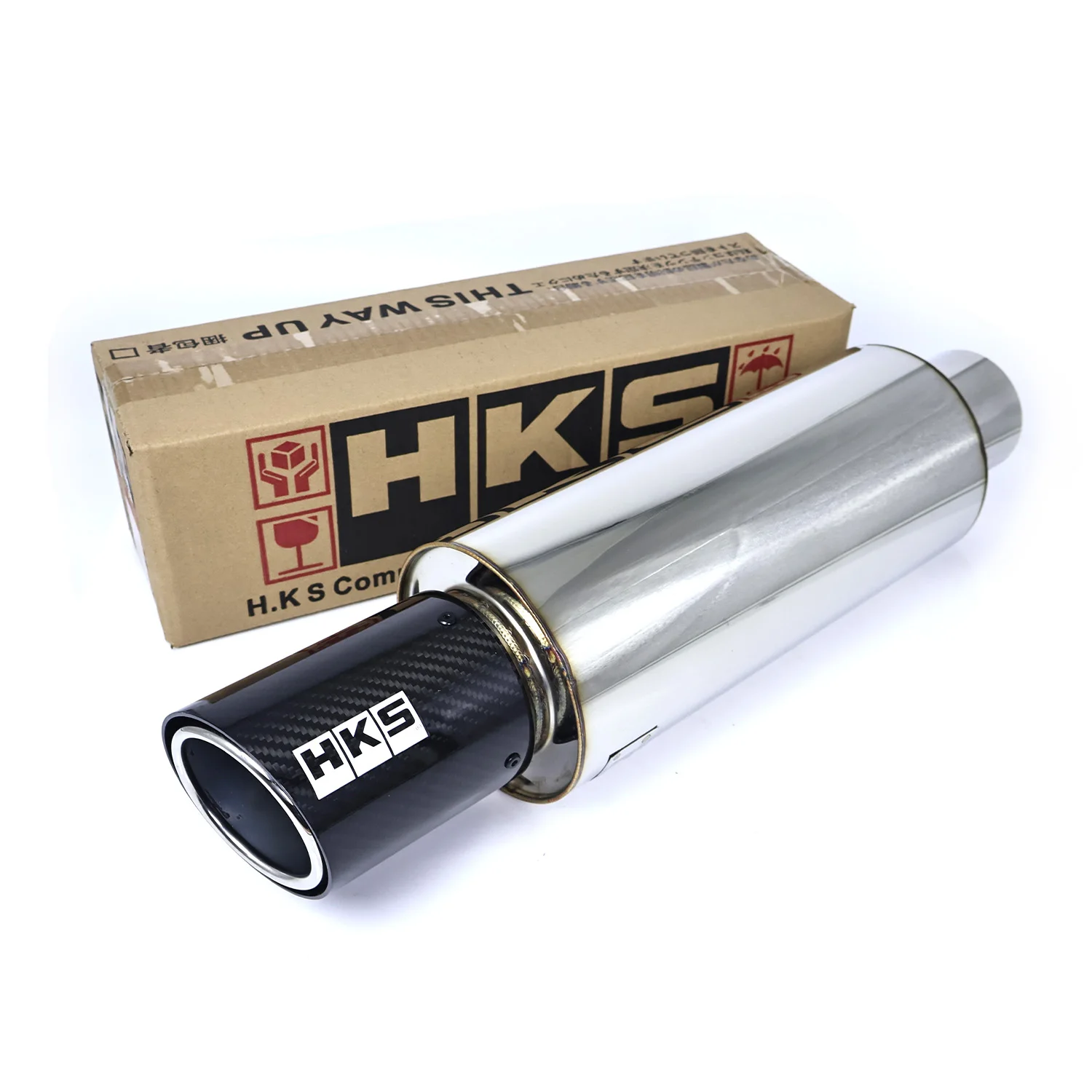 HKS Universa Performance Exhaust Muffler With Carbon Fiber Tailpipe Diameter Straight-Through High Flow Racing Sound JDM Exhaust
