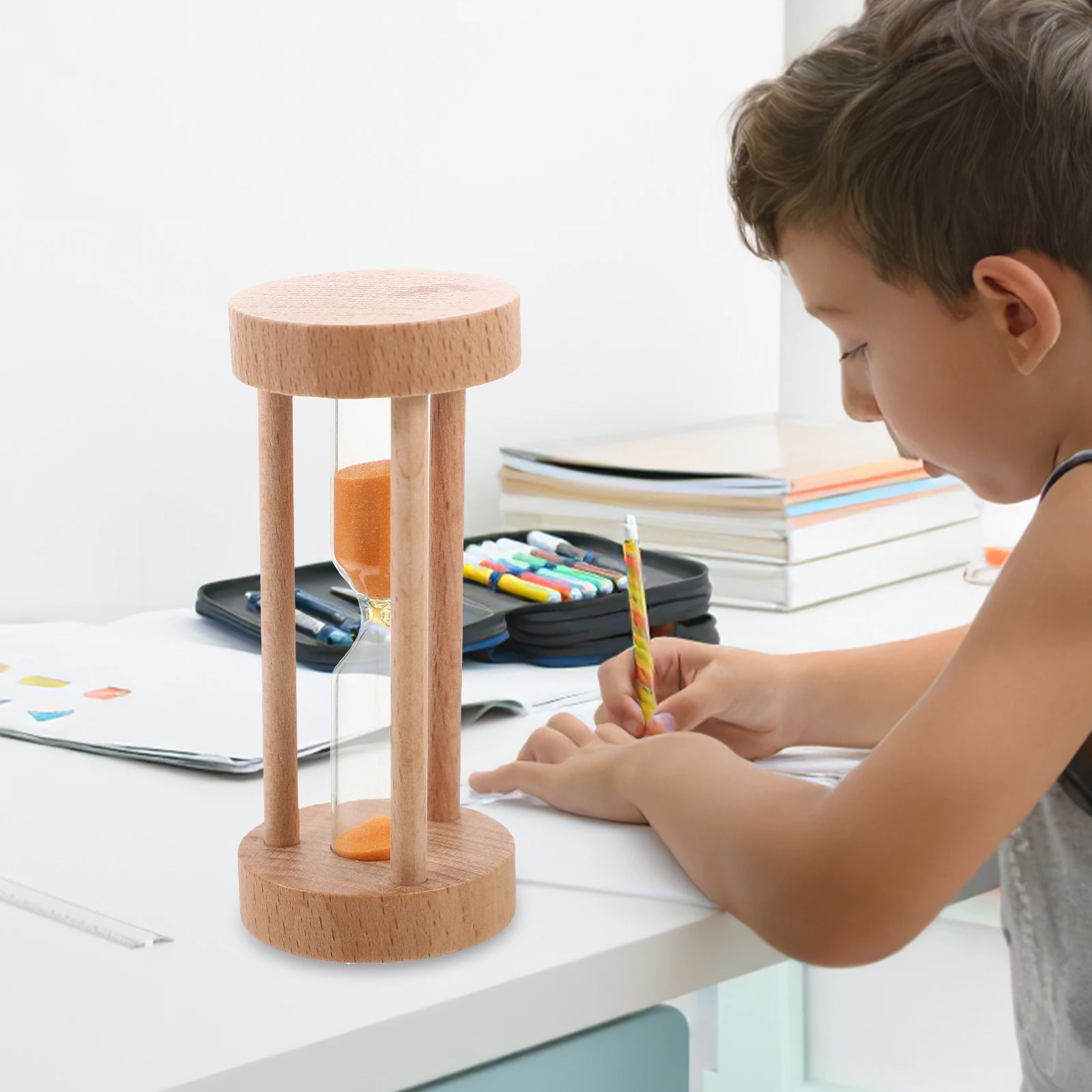 

Wooden Hourglass 3 Min Sand Timer Green Pink LED Vintage Handmade Home Office Decor Kitchen Bar Bright Color Good Gloss Study