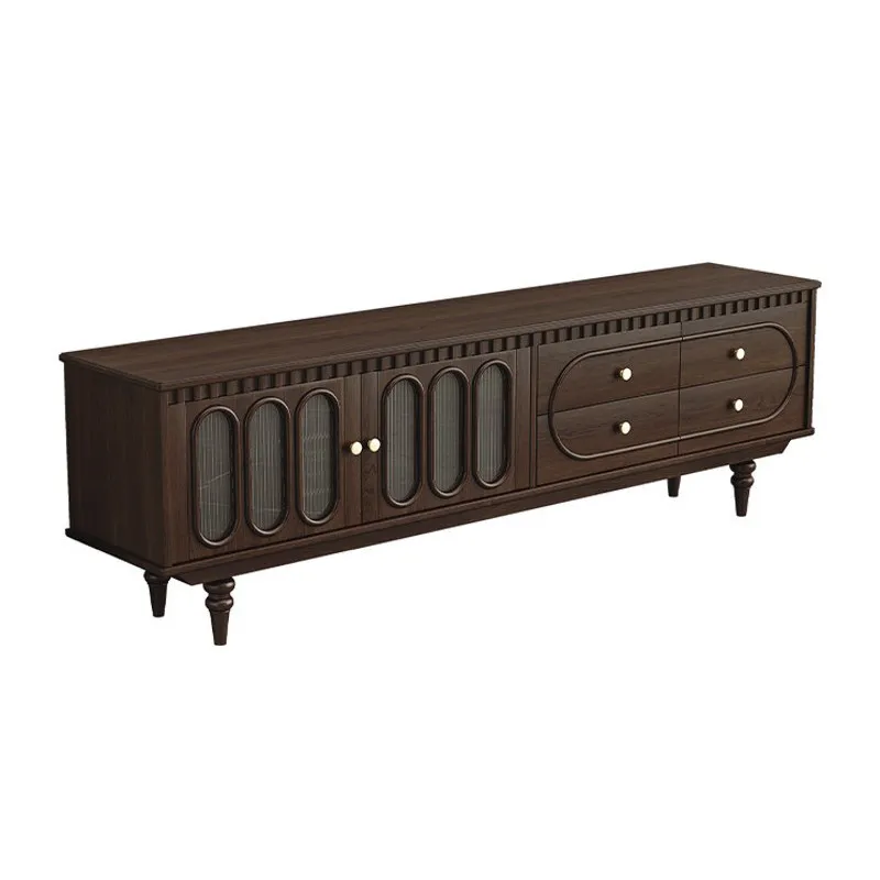 American light luxury retro pure solid wood coffee table TV cabinet combination French simple locker living room full set