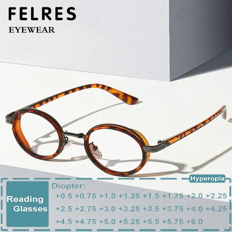 خمر ليوبارد إطار مكافحة الضوء الأزرق نظارات للقراءة الرجال النساء البيضاوي إطار صغير طويل النظر نظارات واضح عدسة تخصيص الديوبتر