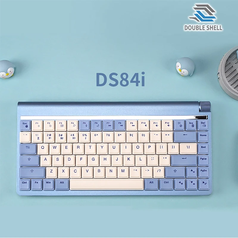 

Double Shell Ds84i Mechanical Keyboard With Knob Wireless Bluetooth Three Mode Hot-Swap 84keys Rgb Customized Pbt Keycap Office