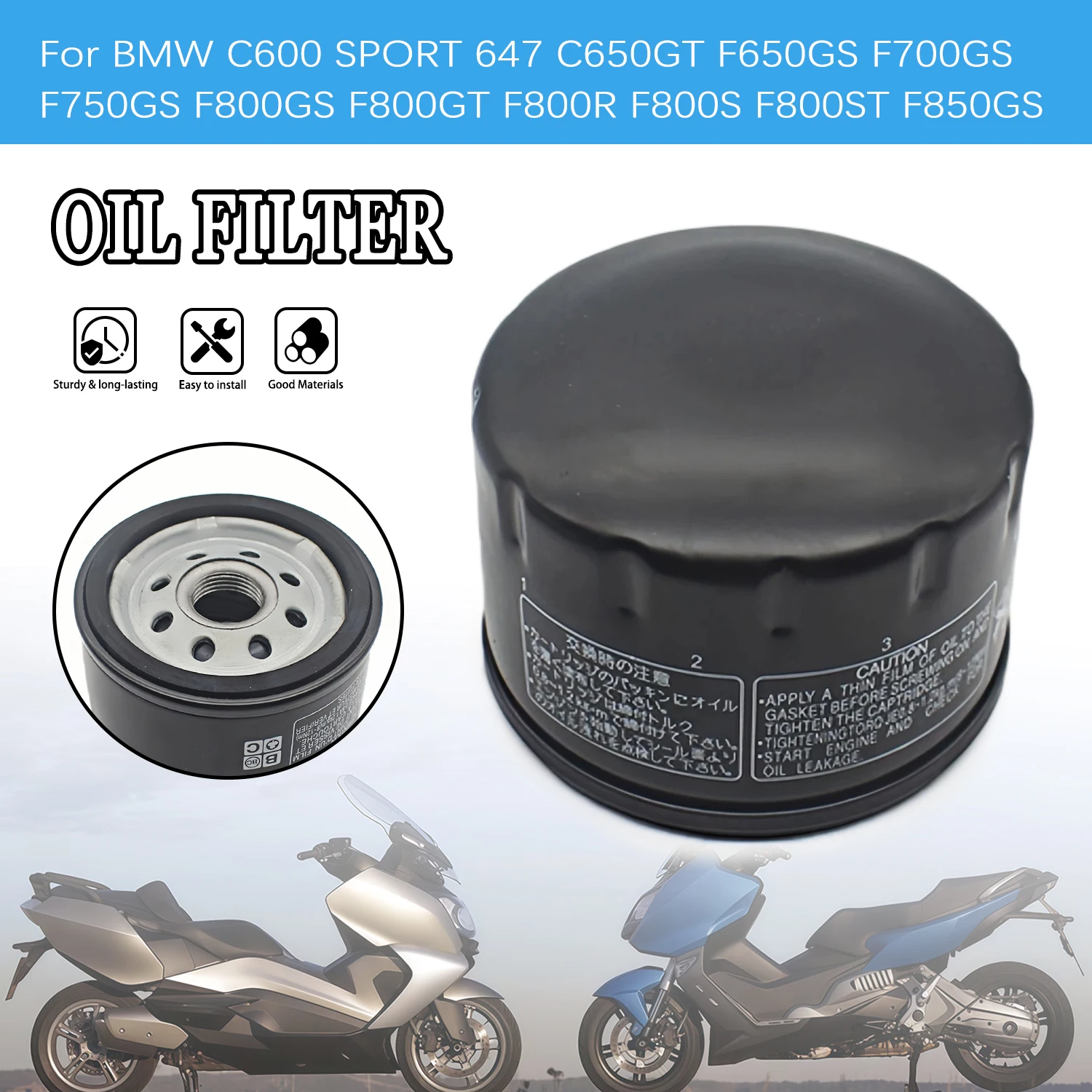Filtro de Aceite para Motocicleta BMW C600 SPORT 647 C650GT F650GS F700GS F750GS F800GS F800GT F800R F800S F800ST F850GS