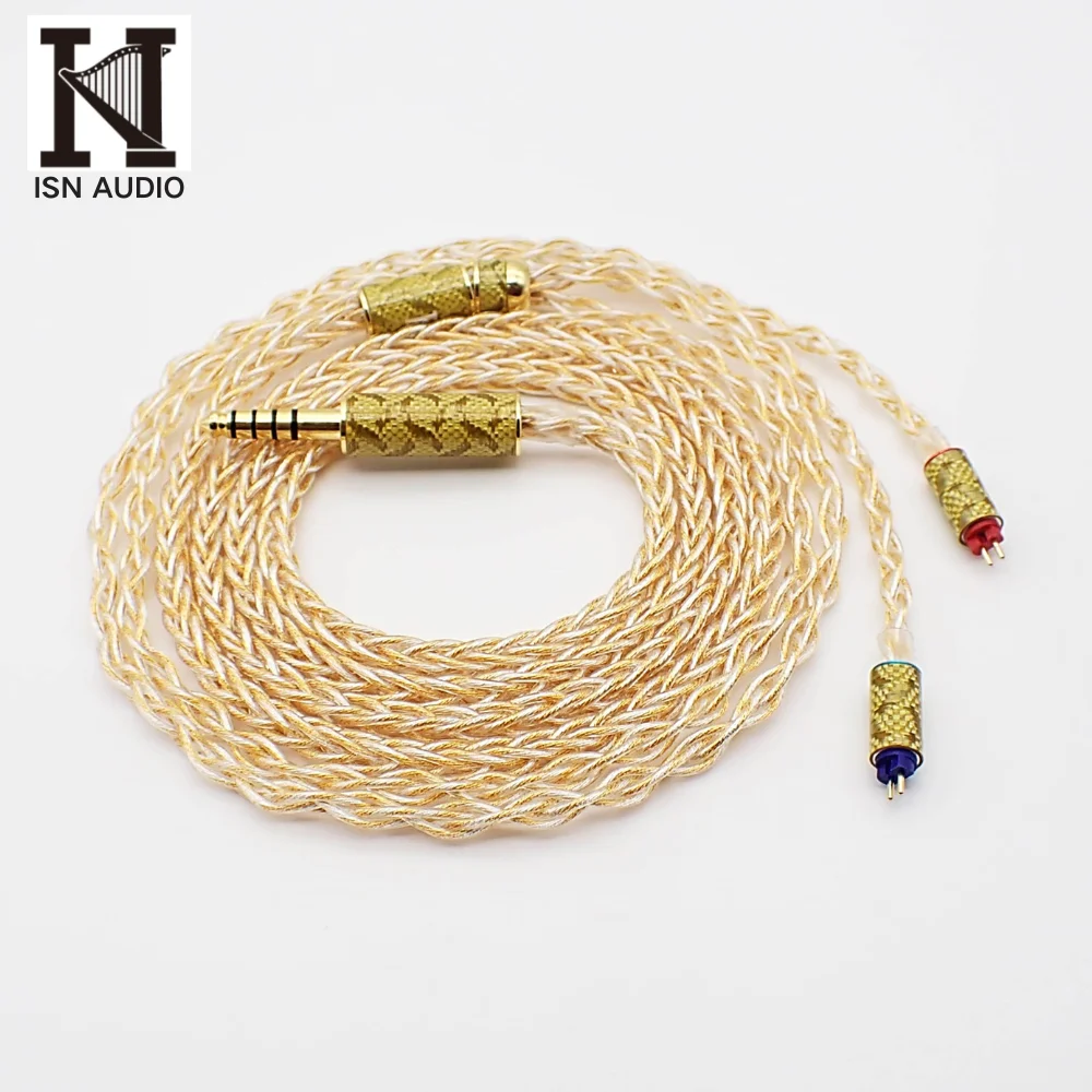 ISN Audio EST80 2Pin 0.78m 8 Shares Sliver-plated + Gold-plated OCC Mixed HiFi Audiophile Earbud Earphone IEM Replacement Cable