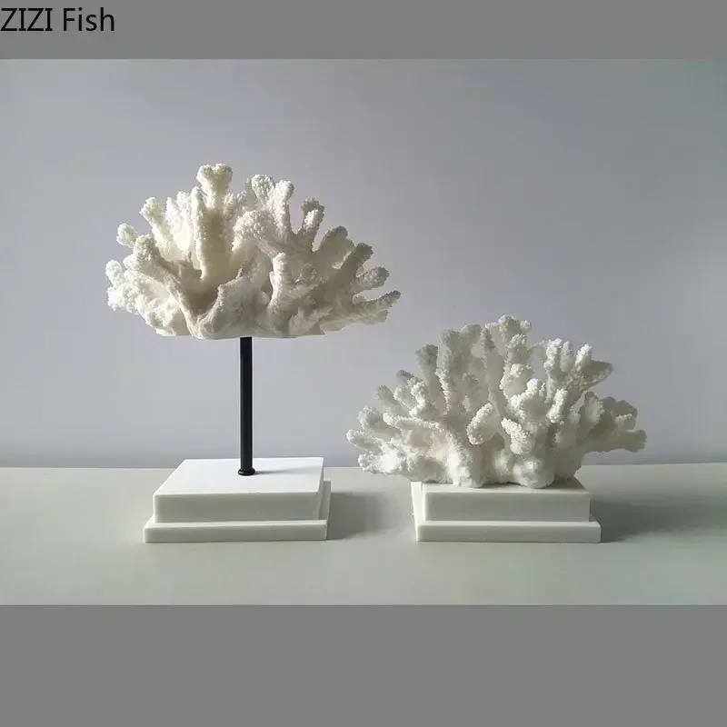 Multiple Styles White Coral Statue Resin Crafts Desk Decoration Modern Artwork Ornaments Coral Sculpture Room Aesthetics Decor