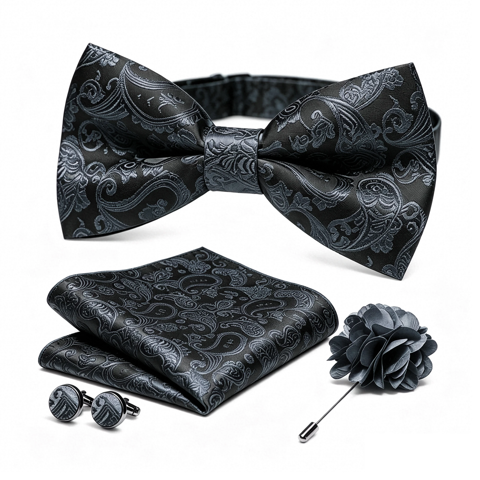 36pcs Black Silk Jacquard Pais - Bow Tie Pre Tied avis et prix