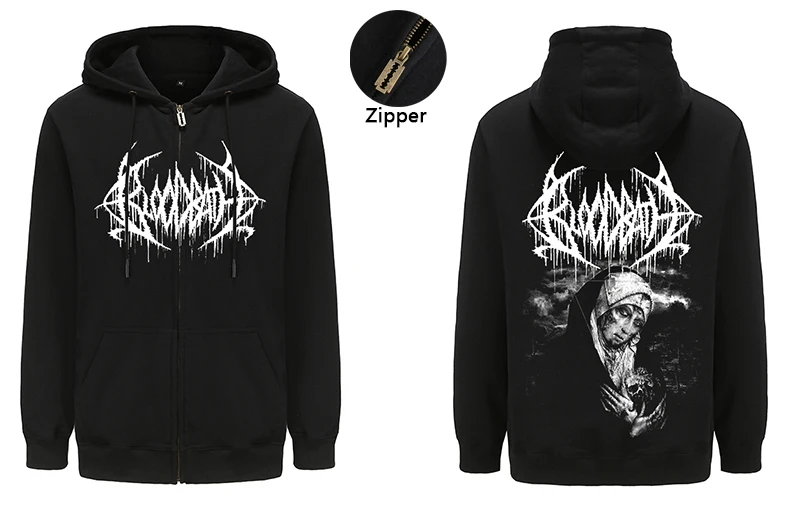 Bloodbath Swedish Death Metal Hoodies Mens Fashion Graphic Zipper Hoody Tops Harajuku Streetwear Oversized Hooded Clothes