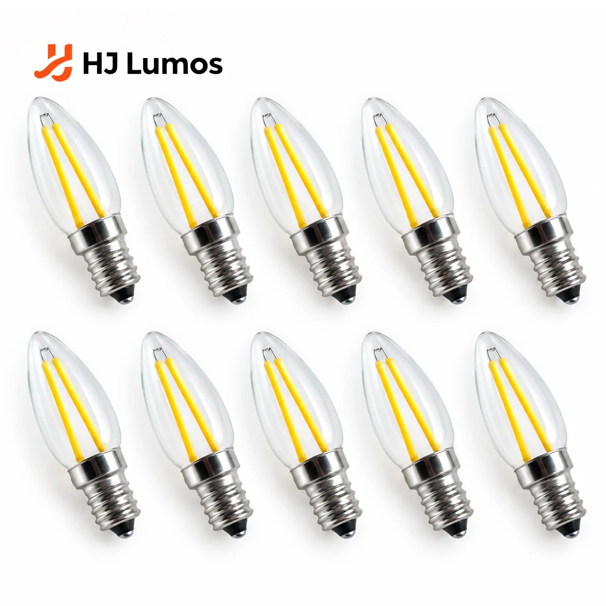 E12 LED Filament Bulb 220V 2W COB Glass Candle Light Warm White Vintage Lamp for Chandelier Candelabra 10Pcs