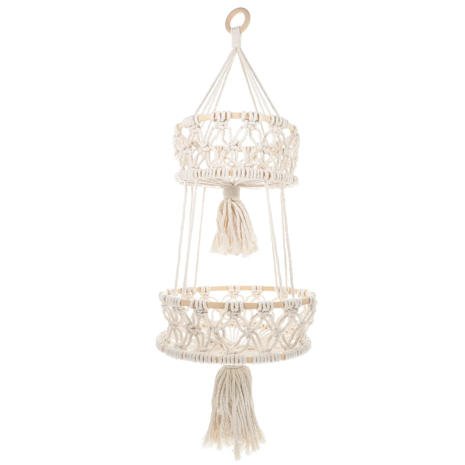 

Подвесная корзина для фруктов, 3-ярусная, плетеная, из хлопкового каната, декоративная, для кухни, экономия места, для дома