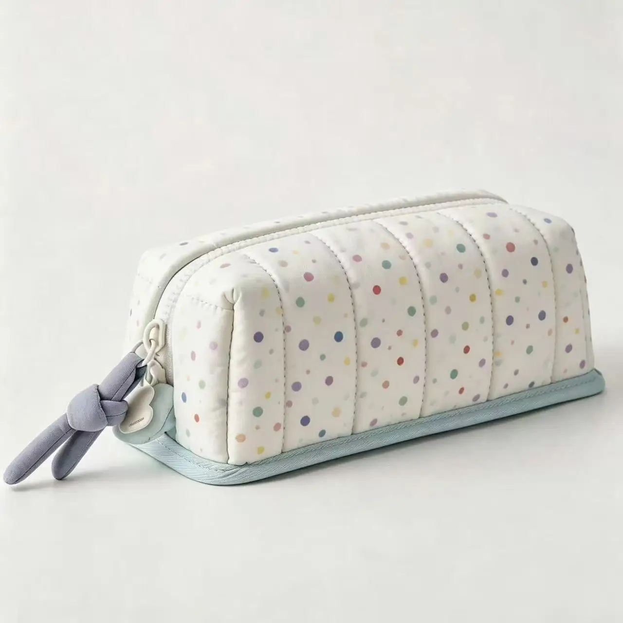 1pc Fashion Simple Dot Bowknot Pencil Case Student Stationery Large Capacity Desk Storage Handheld Pen Bag Kids School Supplies