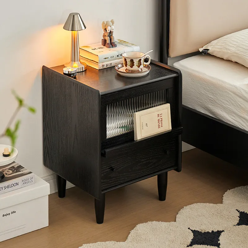 Mesa de Noche Moderna de Mediados de Siglo, Sencilla y Lujosa para Dormitorio, con Almacenamiento Único, Criado Mudo, Mueble para el Hogar