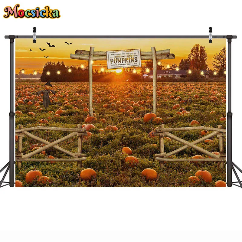 Autumn Photography Background Fall Maple Forest Leaves Pumpkin Thanksgiving Party Backdrop Decor Supplies Harvest Event Banner