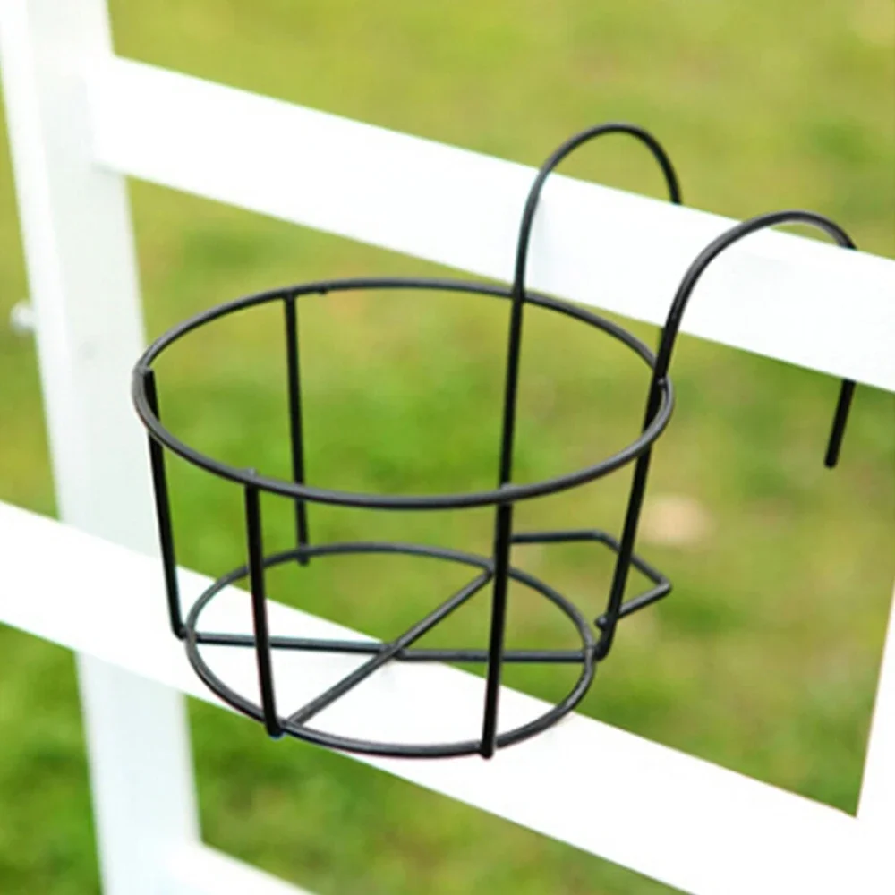 Hanging Plant Iron Racks Balcony Round Flower Pot Rack Railing Fence Outdoor Dorp Shipping Plant Pot Stand