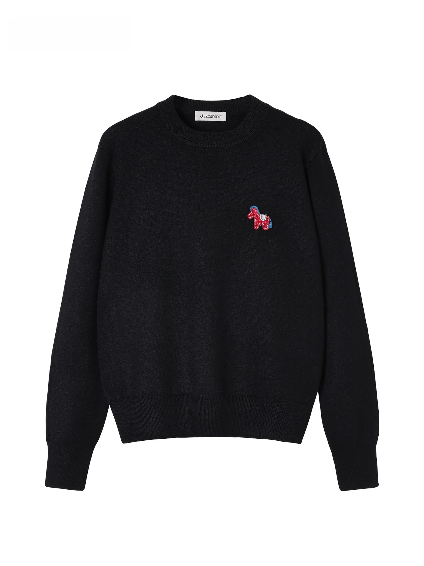 

JZZDEMM Soft Cartoon Embroidery Red Knitted Sweater Women's Youthful Faionable Overhead Knitwear Casual Loose Fit