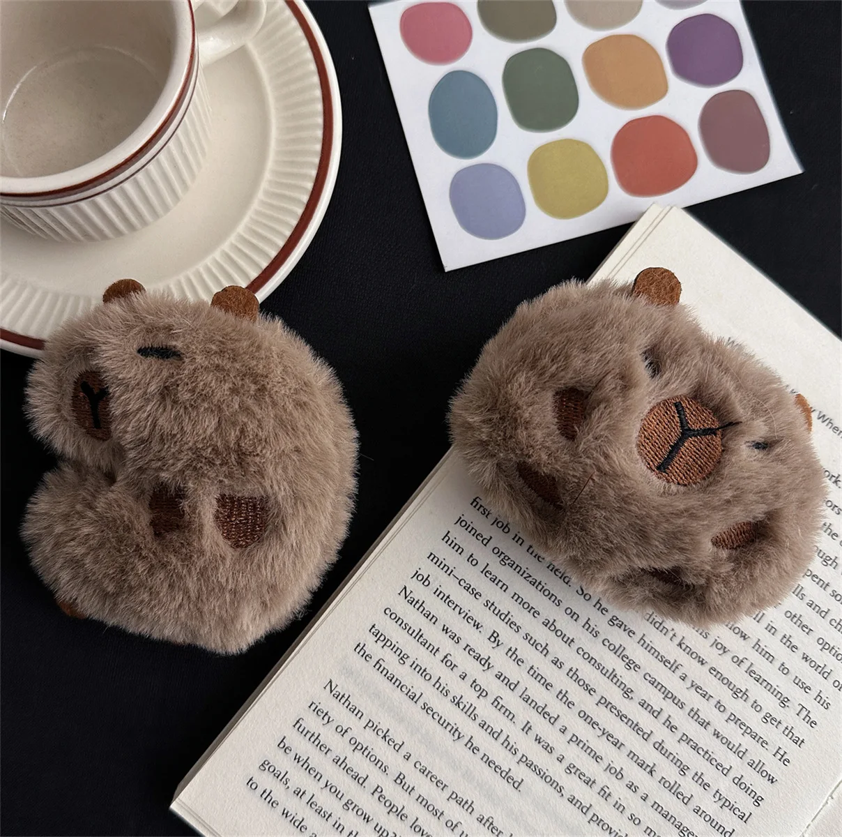 Cute Capybara Animal Plush Doll Brooch Fluffy Soft Stuffed Clothes Badge Pins Kapibala Brooch Backpacks Decoration Accessories