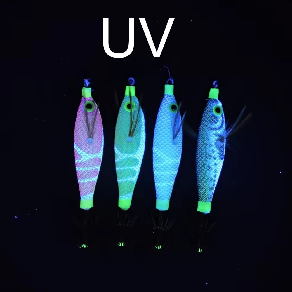4pcs/set 8cm Glow Horizontal Squid Jig Horizontal Egi Set Saltwater Sea Cuttlefish UV Shrimp Octopus Baits Horizontal Egi Set view 2