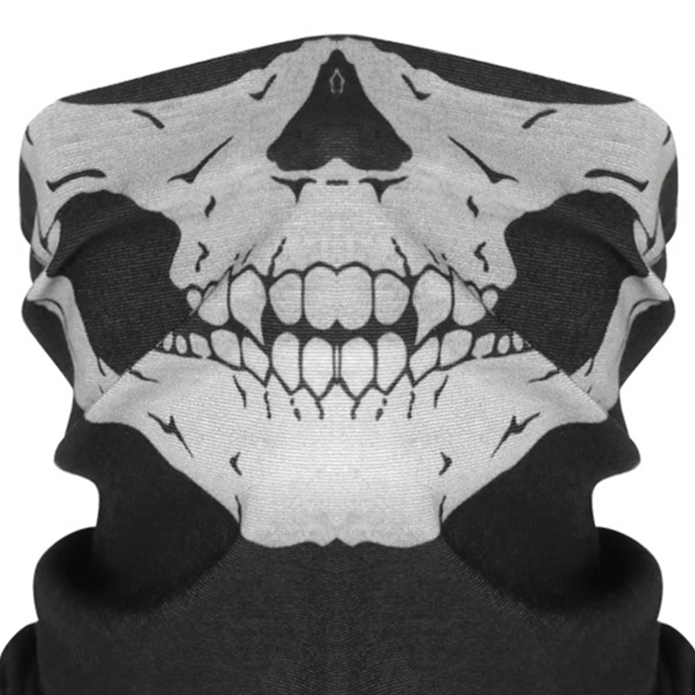 Halloween Motorcycle Face Mask Multipurpose Warm Ghost Scarf Scary Cycling Face Mask for Hiking Camping Running
