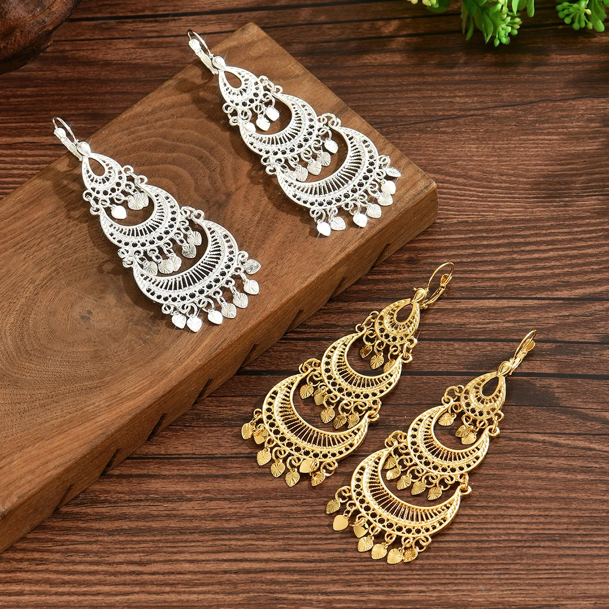 أقراط متدلية عرقية عتيقة أقراط شرابة حادة على شكل قلب باللون الذهبي أقراط عصرية للسيدات مجوهرات الشرق الأوسط لحفلات الزفاف