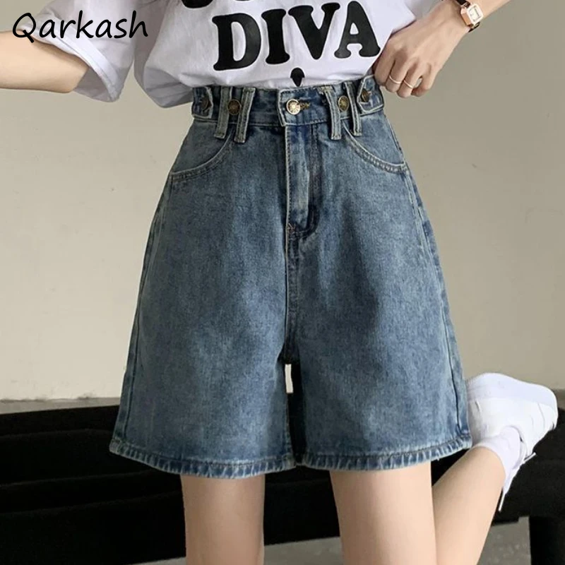 

Denim Shorts Women Vintage High Waisted Summer Cool Streetwear Mujer Casual Daily Korean Style All-match Simple Loose 2023 New