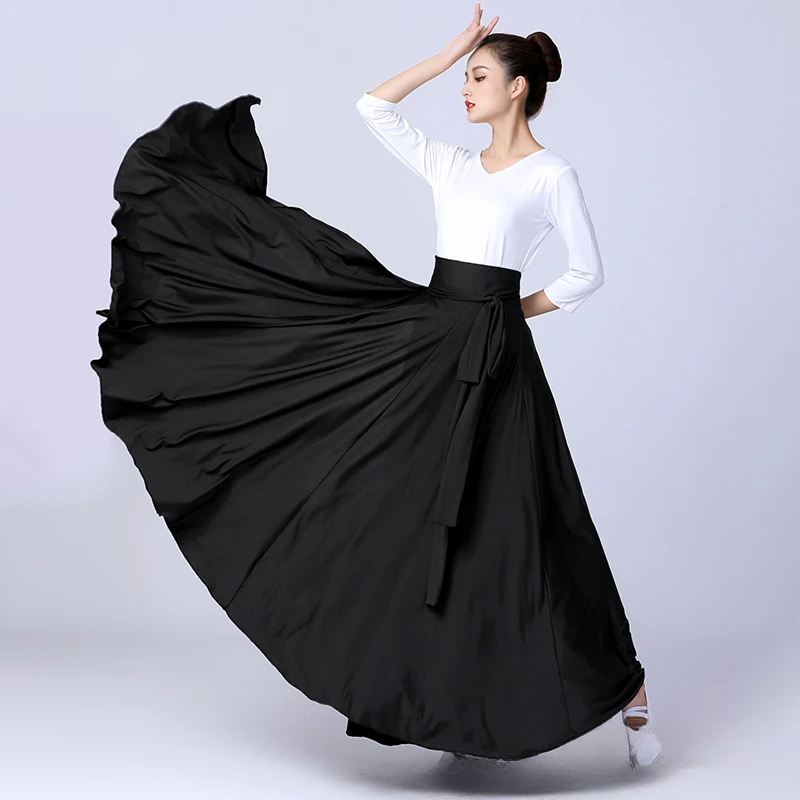 Flamenco für Frauen, spanischer Tanzrock, Bauchtanz, langes Kleid, großer Swing-Rock, Farbverlauf, Leistung, Zigeunerrock