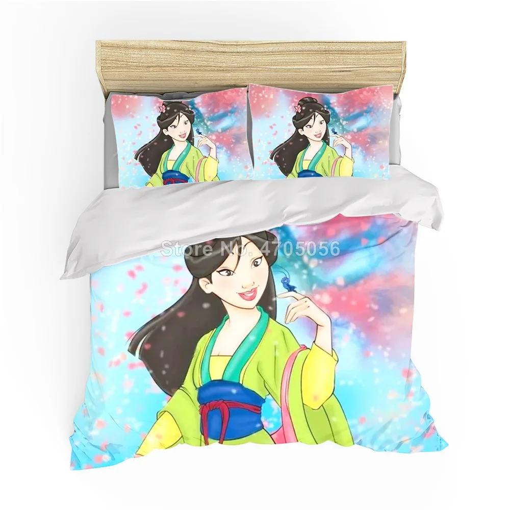 

Disney Mulan Princess Bedding Set Single Double Queen King Duvet Cover Pillow Case Girl Bedclothes 3pcs Festival Gift for Kids