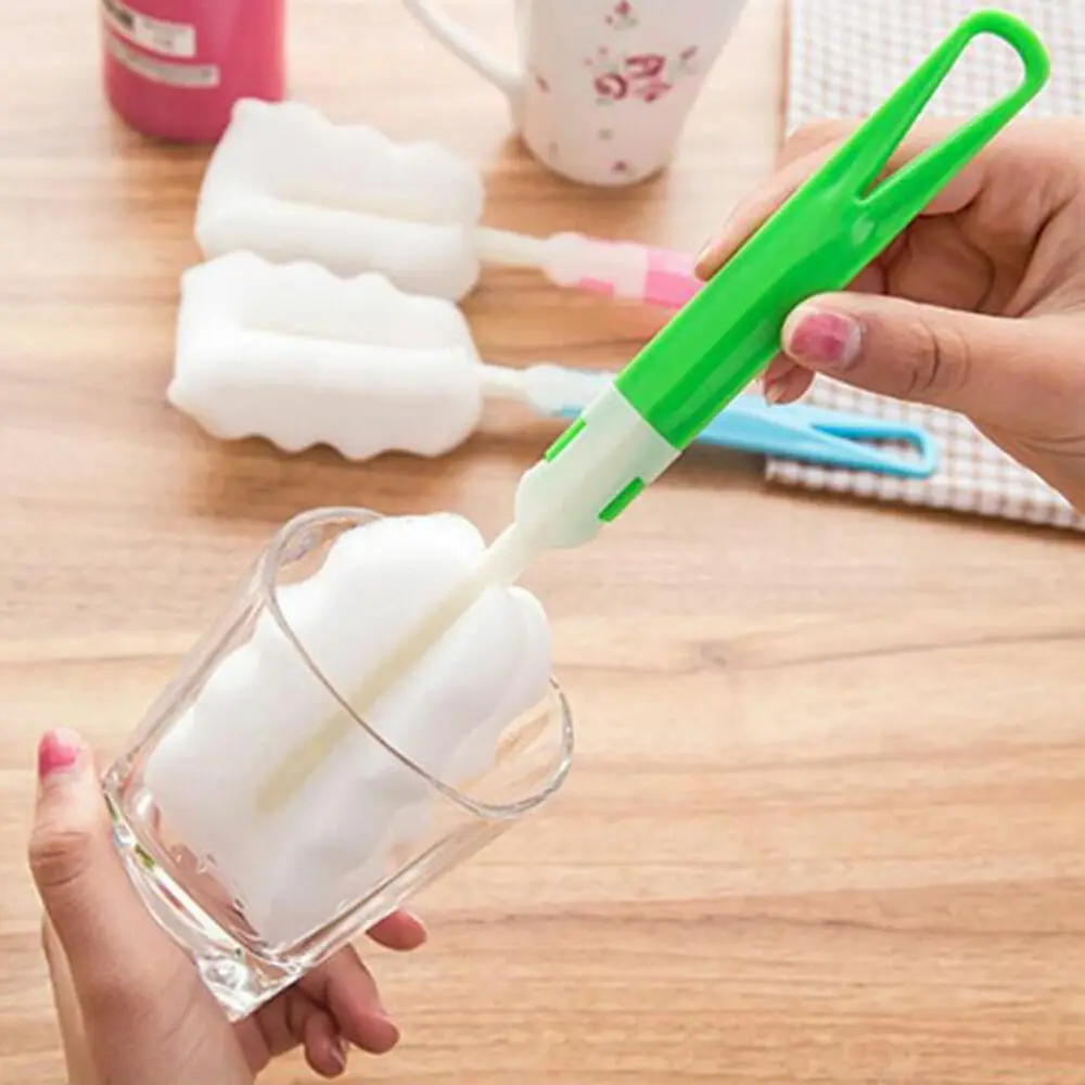 

Kitchen Sponge Brush Long Handle Milk Bottle Brush Hanging Removable Baby Milk Bottle Teacup Glass Washing Brush Clean Brush