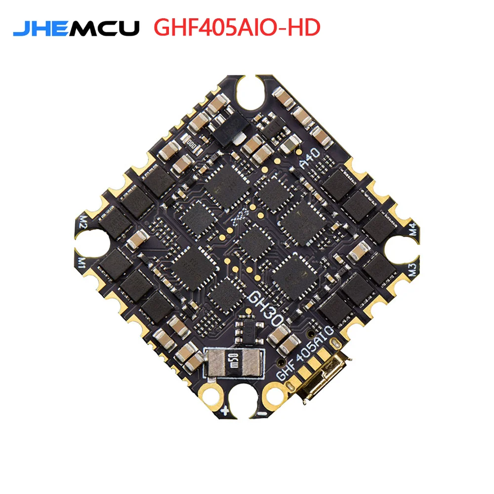 JHEMCU GHF405AIO-HD 40A F405 Baro OSD Dual BEC Flight Controller BLHELIS 40A 4in1 ESC 2-6S for FPV Freestyle Toothpick Drones