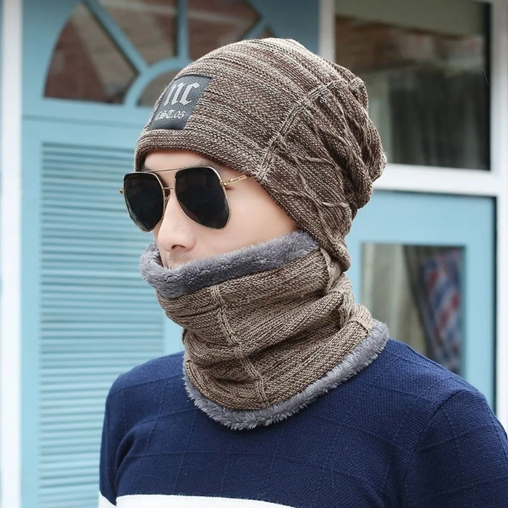 

New Windproof Hat Scarf Set Warm Knitted Neck Warmer Coldproof Ear Protection Cap Autumn and Winter