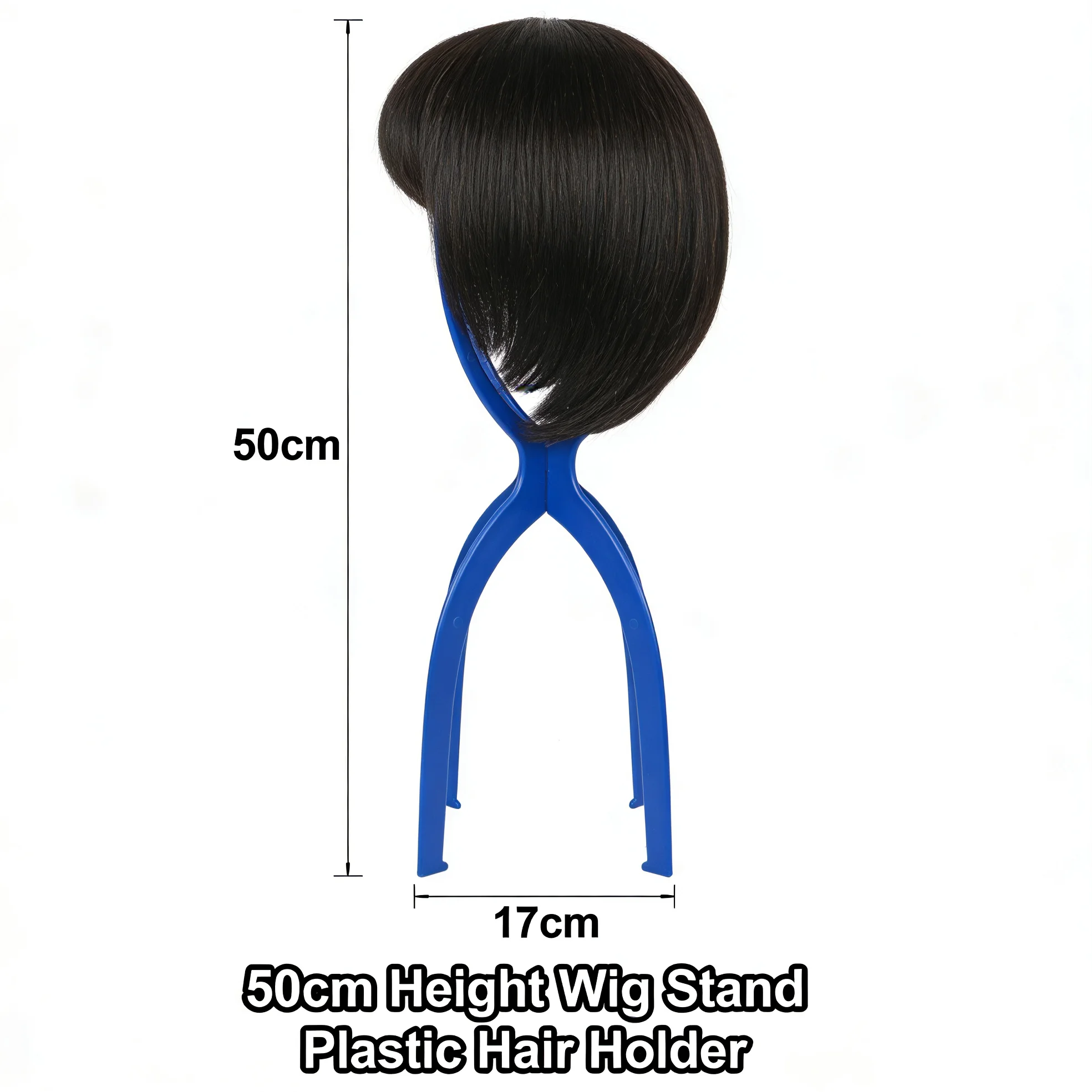 

50cm blue/green Adustable High Wig Stand Plastic Wig Holder Portable Folding For Styling Display women long wig