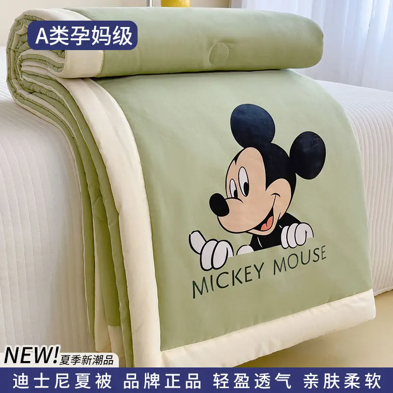 Cute Disney Mickey Washed Cotton Air Conditioning Quilt Summer Cool Quilt Summer Thin Cartoon Single Dormitory Summer Quilt Gift