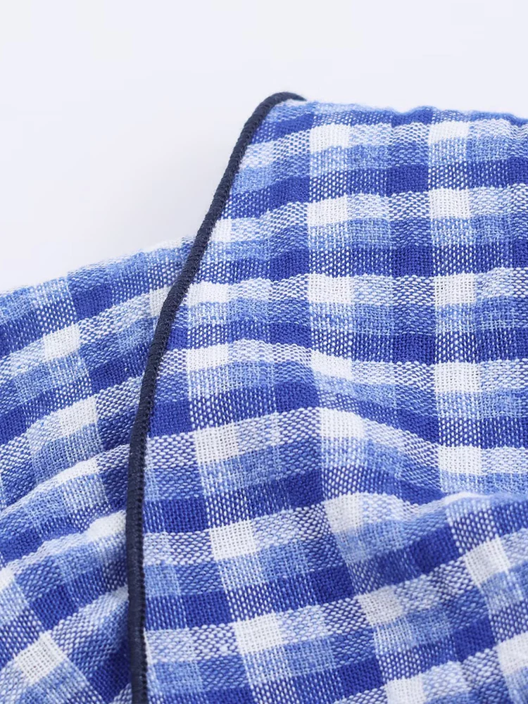 Estilo europeo y americano otoño nueva tendencia de moda casual ropa de mujer diseño sentido pequeña camisa decorativa en capas a cuadros