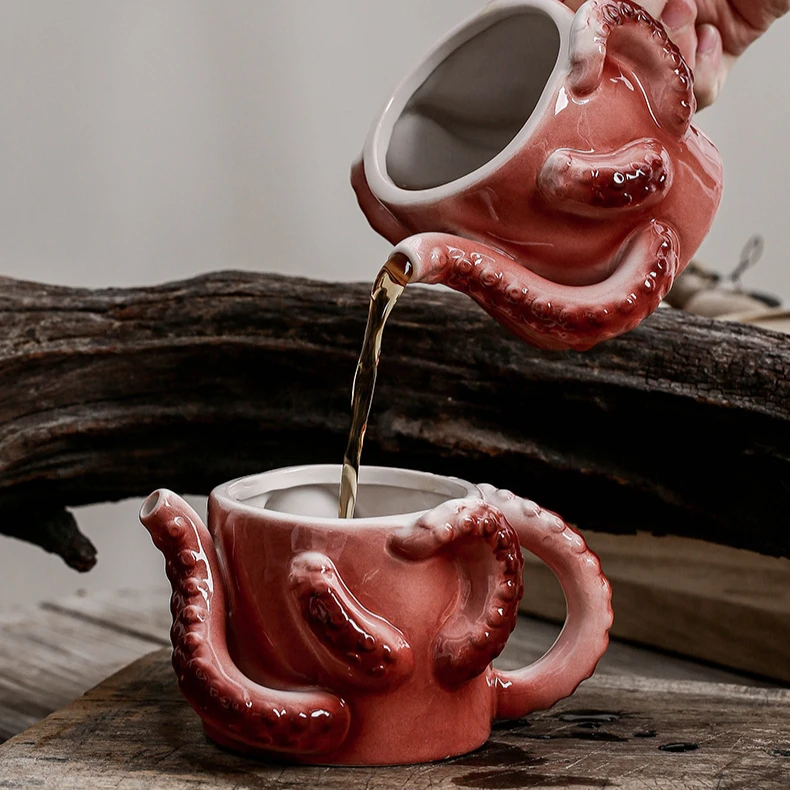 Octopus Mug Ceramic Cup Weird Quirky Personalized Water Cup Niche Style