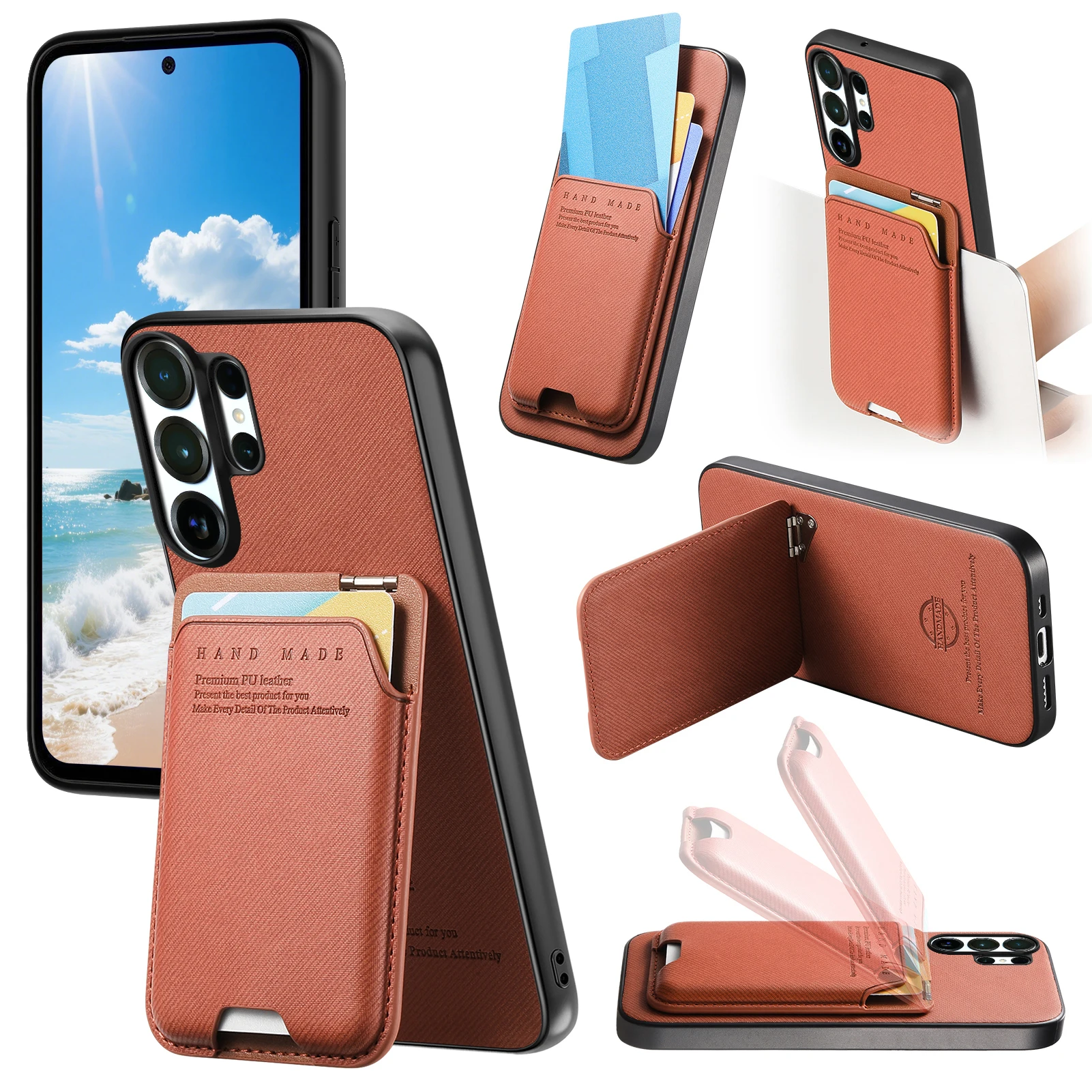Luxury Wallet Leather Card Solt Kickstand Holder Phone Case For Samsung Galaxy S26 Ultra S26 S25 S24 S23 Ultra Shockproof Cover