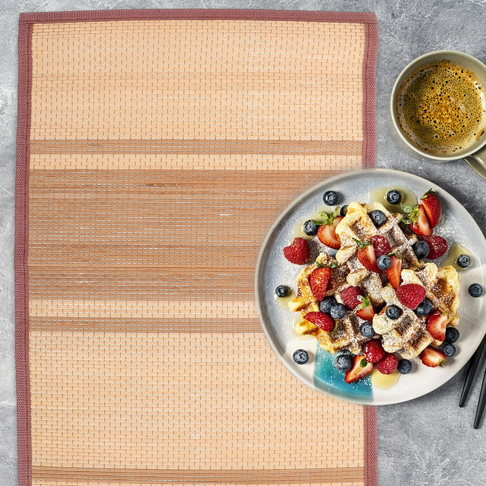 

2pcs Bamboo Placemat Rectangular Table Mat Heat Resistant Waterproof Oil Proof Rustic Style Dining Table Decor For Home Hotel