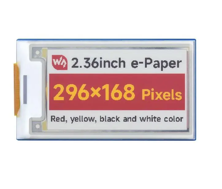 

2.36inch E-Paper Module (G), 296 × 168, Red/Yellow/Black/White