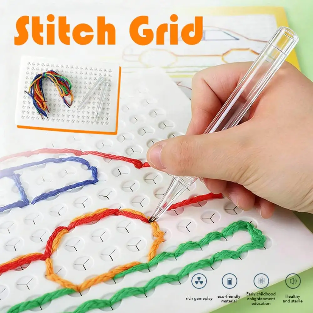 Kids DIY Threading Board Toy Fine Motor Skills Lacing Drawing Board Educational Rope Woven Craft Gift For Children