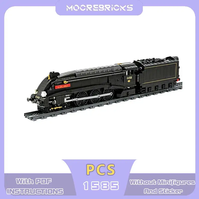 MOC Detailed Wartime Black Streamlined Steam Train Blocks Model Classic Express Railway Locomotive Extension Set Toy Adult