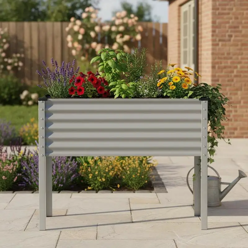 Bac à plantes surélevé en acier 100x45x90 cm. Ce pot à plantes moderne est fabriqué en acier, ce qui le rend robuste et durable. Il convient à la plantation de fleurs, de légumes et de coriandre sur votre patio ou votre balcon.