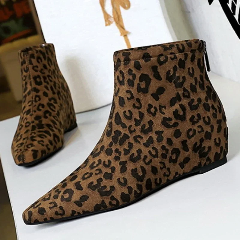 BIGTREE Shoes Retro Leopard print women's boots Sexy women's ankle boots Autumn Winter shoes Warm plush Short boots Wedges 2025 image 3