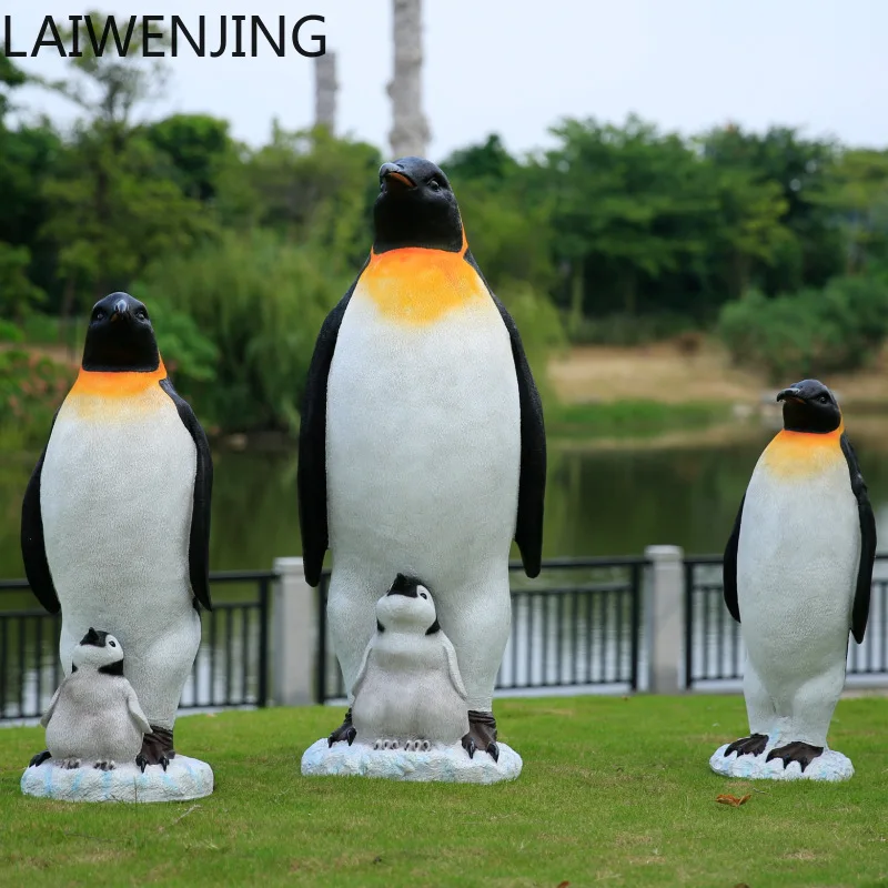 LYY  Simulated Penguin Crafts Ornaments Garden Landscape Sculpture Fiberglass Decorations