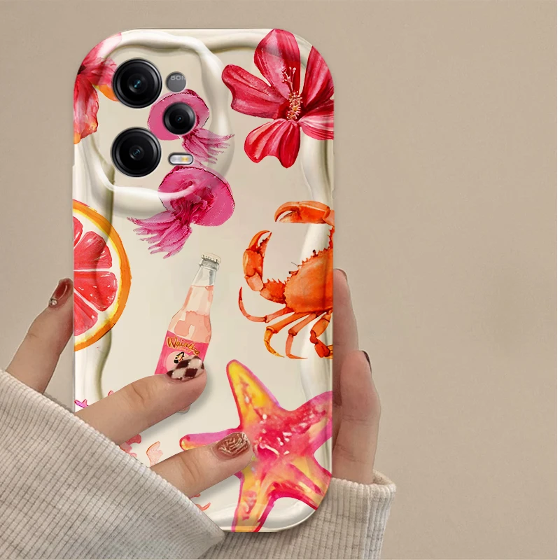 Flower Marine Organism Phone Case for Xiaomi Redmi Note 14 13 12 11 10 9 Pro Plus 14S 12S 11S 10S 9S Redmi 14C 14R 13C 12 4G 5G