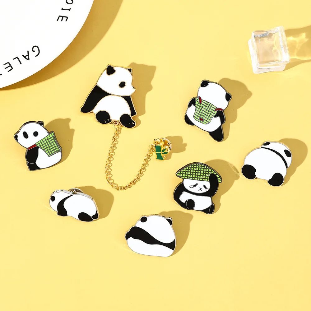 Panda Brooch Cute Cartoon Animal Metal Oil Drop Badge Accessories Wholesale Bag Pins for Clothes Decorative Brooches Cap Pin