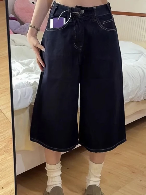 

Джинсы женские свободного кроя Deep Blue, 7/8 длины, летние, новые, для фигуры типа «груша», утягивающие, больших размеров, прямые, широкие штанины