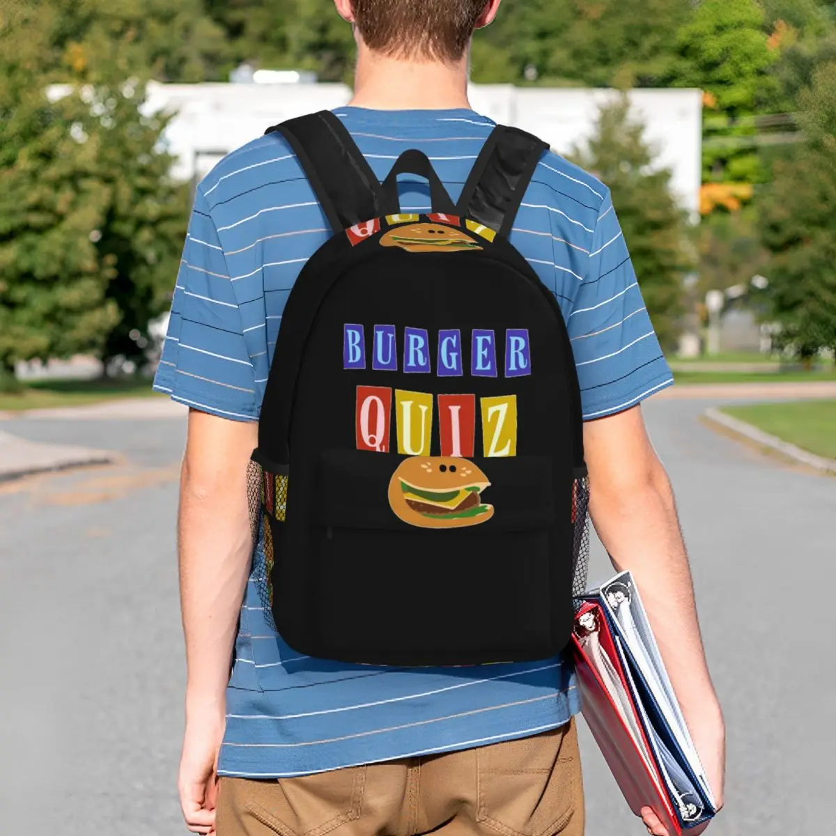 Burger Quizz New Logo Backpack Student Boys Girls BookBag Men Women School Bag Computer Shoulder Bags