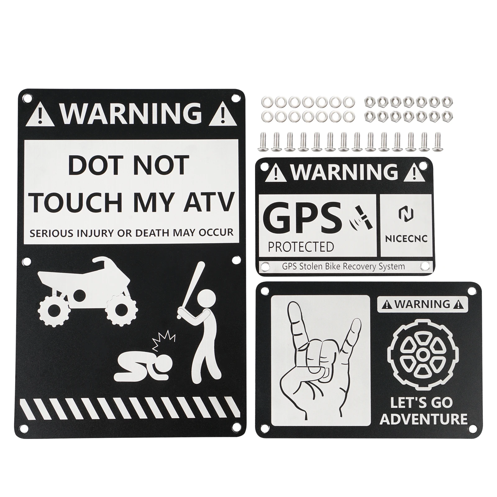 For Yamaha Blaster 200 3PCS Fender Warning Tags Kit Danger Notice Safe ATV For Yamaha Blaster 1988-2006 2005 YFS200SE Aluminum