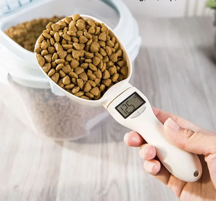 Pet Food Measuring Scoop Electronic Dog Cat Food Measuring Cup Digital Spoon Scale Kitchen Food Scale with LED Display