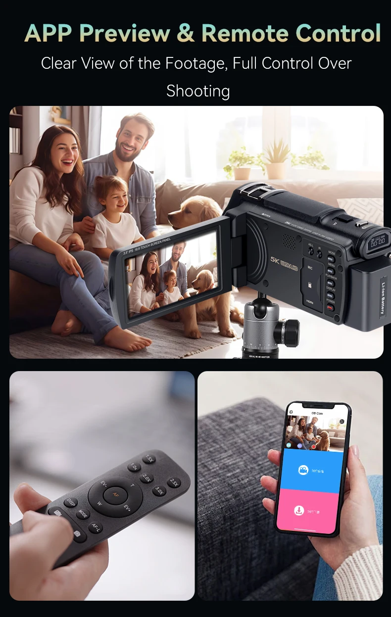 ORDRO XV80 Live Streams Digital Camera Camcorder 4K 12X Optical Zoom Big Touchscreen for Photograph YouTube Videos
