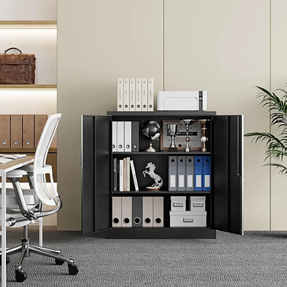 Double Door Steel Storage Cabinet with Adjustable Shelves - Secure File Cabinet for Home, Office, Garage, and Gym